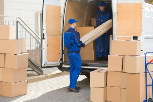 Camdentown student moving boxes organized for short-term storage